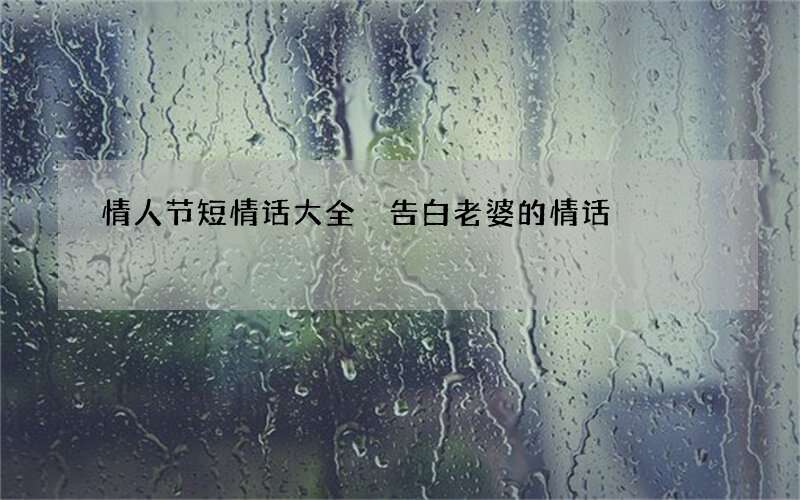 情人节短情话大全 告白老婆的情话